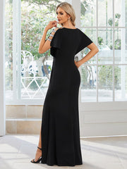 Elegant Sequin Embellished V-Neck Evening Gown