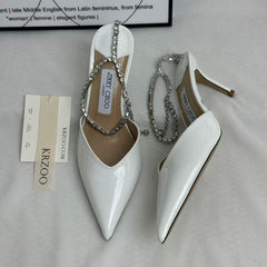 French-style chain beaded high-heeled shoes
