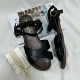 Genuine Leather Cross-Strap Sandals