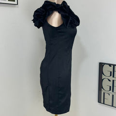 Herringbone Ruffle Off-Shoulder Dress
