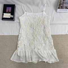 3D Floral Print Strappy Dress