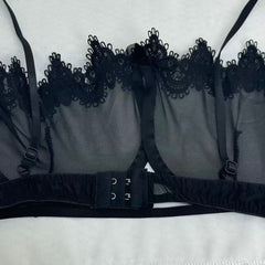 Net fabric see-through lace set