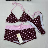 Dot-pattern two-piece strapless swimsuit