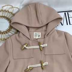 Solid Color Double Wooden Button Jacket