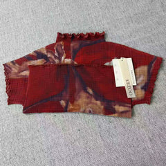 Ruffled lily flower high-neck short-sleeved shirt