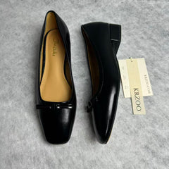 Square-toe low-cut soft leather shoes