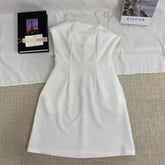 Beaded Strap Solid Color Dress