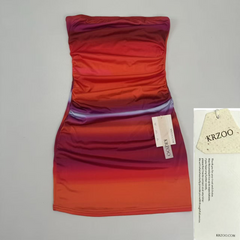Rainbow Off-the-Shoulder Ruffled A-line Dress