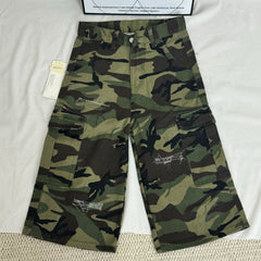 Washed Distressed Camouflage Shorts