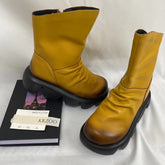 Platform Pleated Ankle Boots