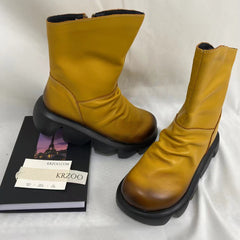 Platform Pleated Ankle Boots