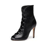 Women's Satin Customized Heel Dance Boots JazSalsa Street Sole Dancing Shoes