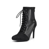 Women's Lace up Rubber Sole Customized High Heel Salsa JazDance Shoes Dance Heels Boots