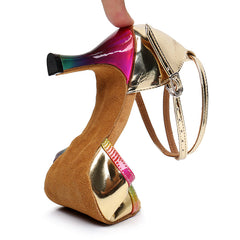 Women's Rainbow Leatherette Customized Heel Ballroom Salsa Latin Dance Shoes