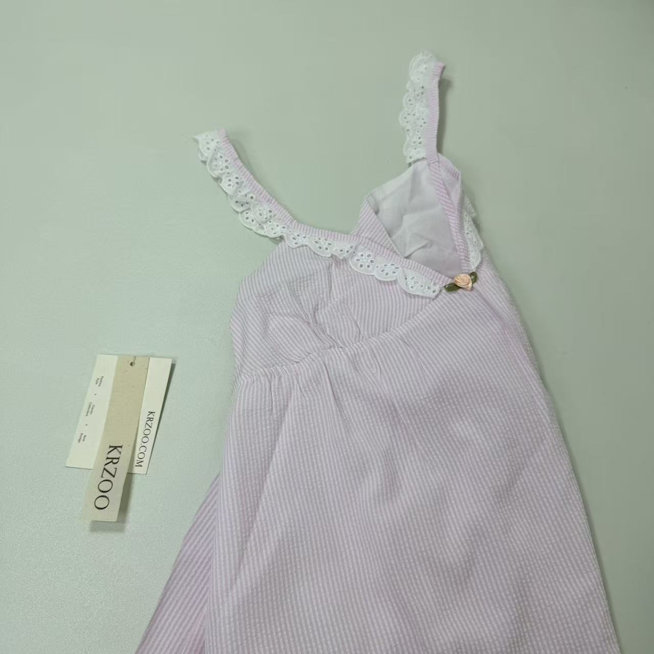 Lace trimmed halter top dress