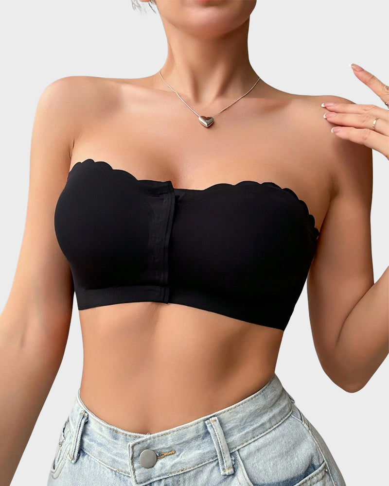 Strapless Front Closure Leopard Print Bra