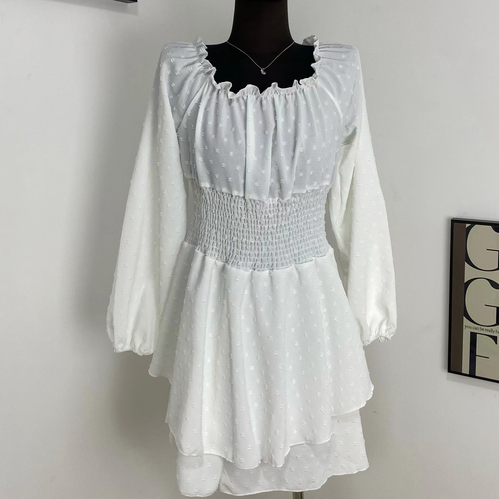 Pleated Off-The-Shoulder Skirt