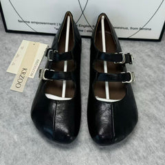 Leather Ankle-Length Ballet Flats