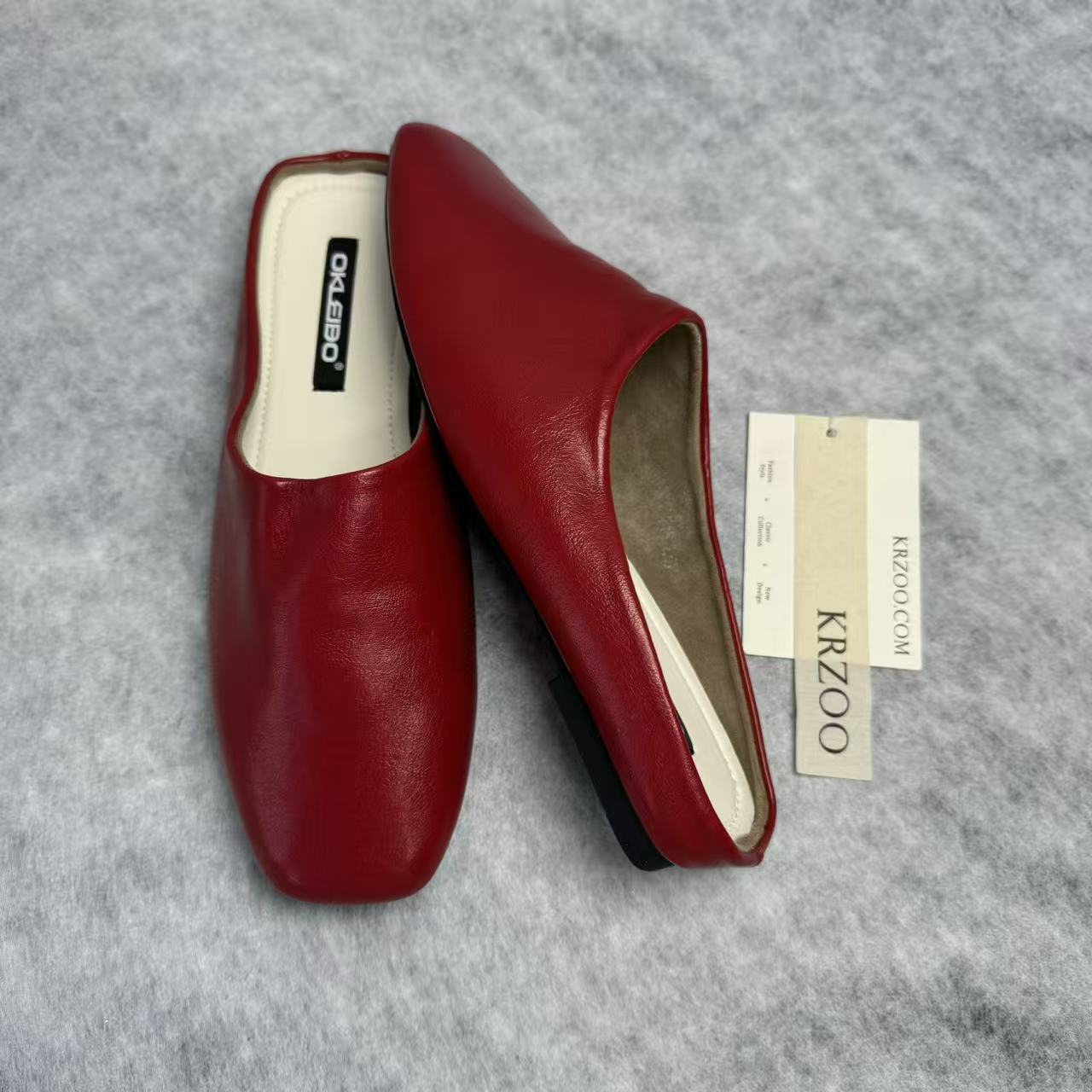 Soft leather-covered head slippers with half-soles