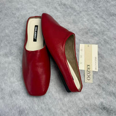 Soft leather-covered head slippers with half-soles