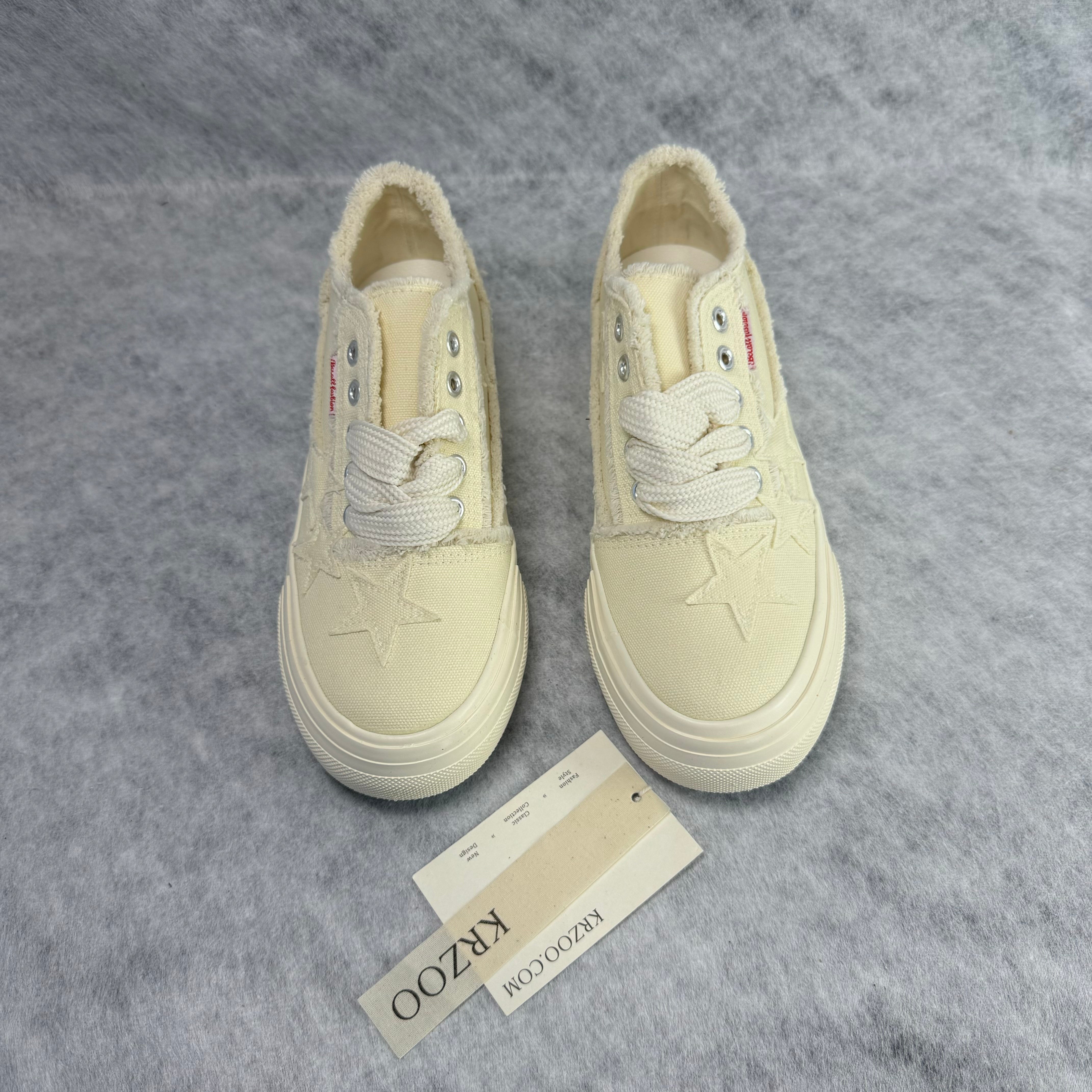 Star embroidery platform canvas shoes