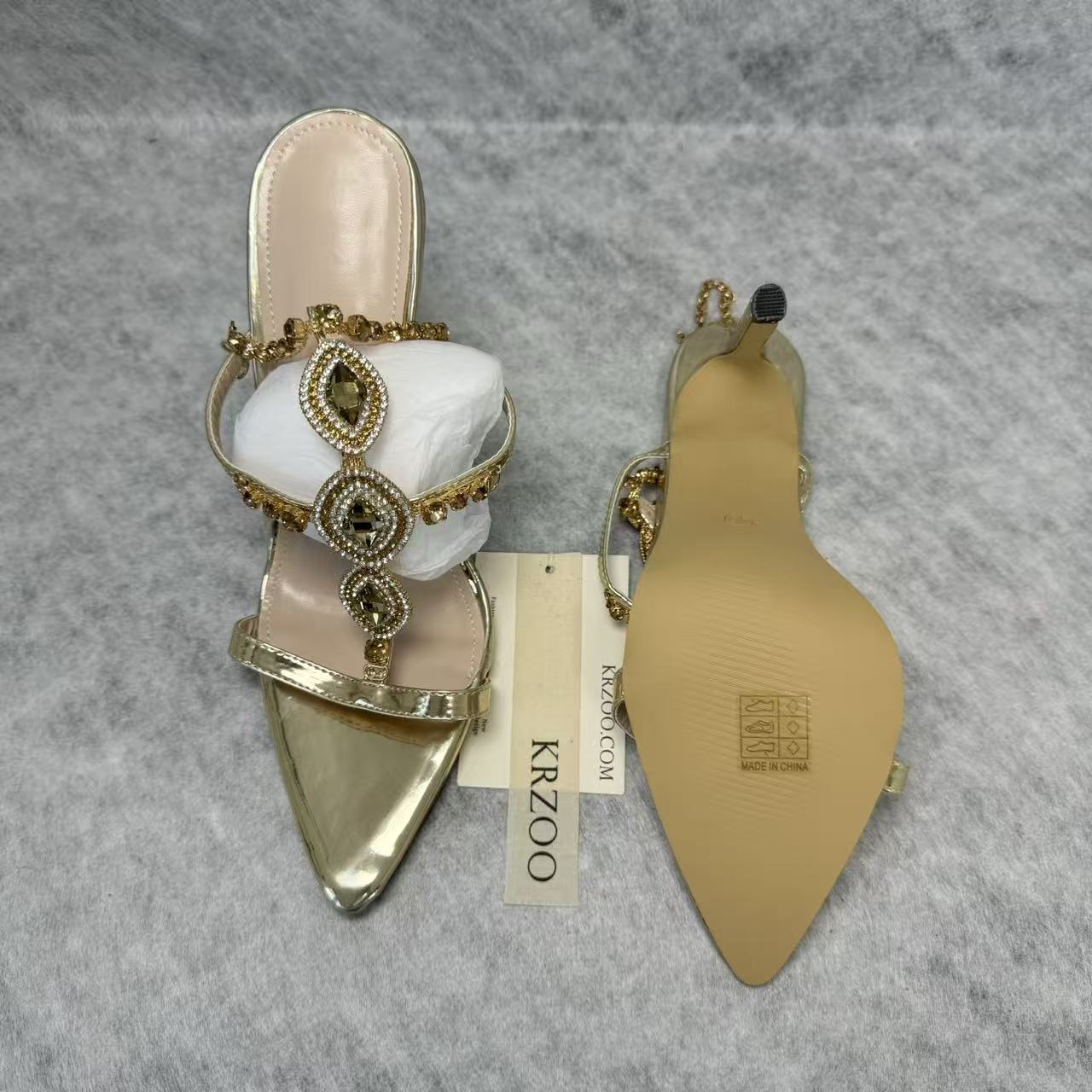 Beaded crystal heel stiletto shoes