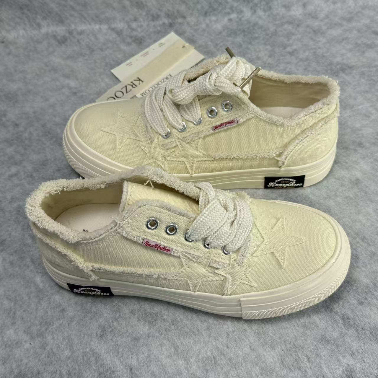 Star embroidery platform canvas shoes