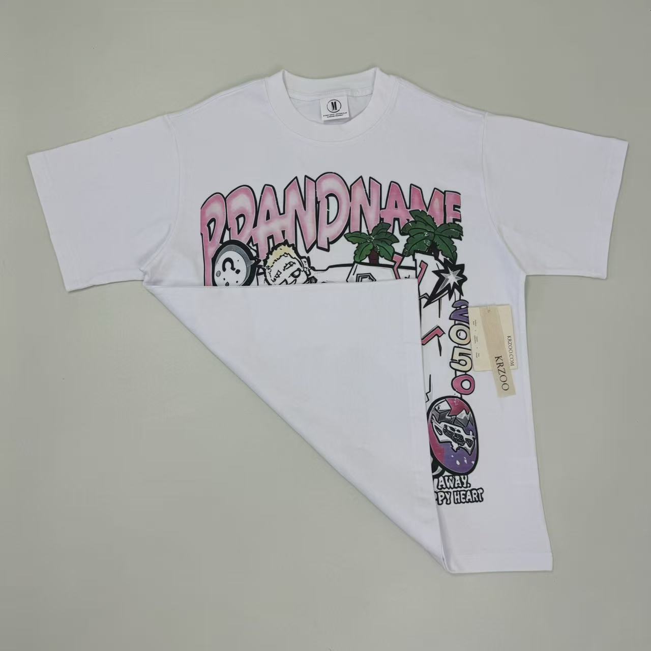 Printed loose-fitting pure cotton short-sleeved shirt
