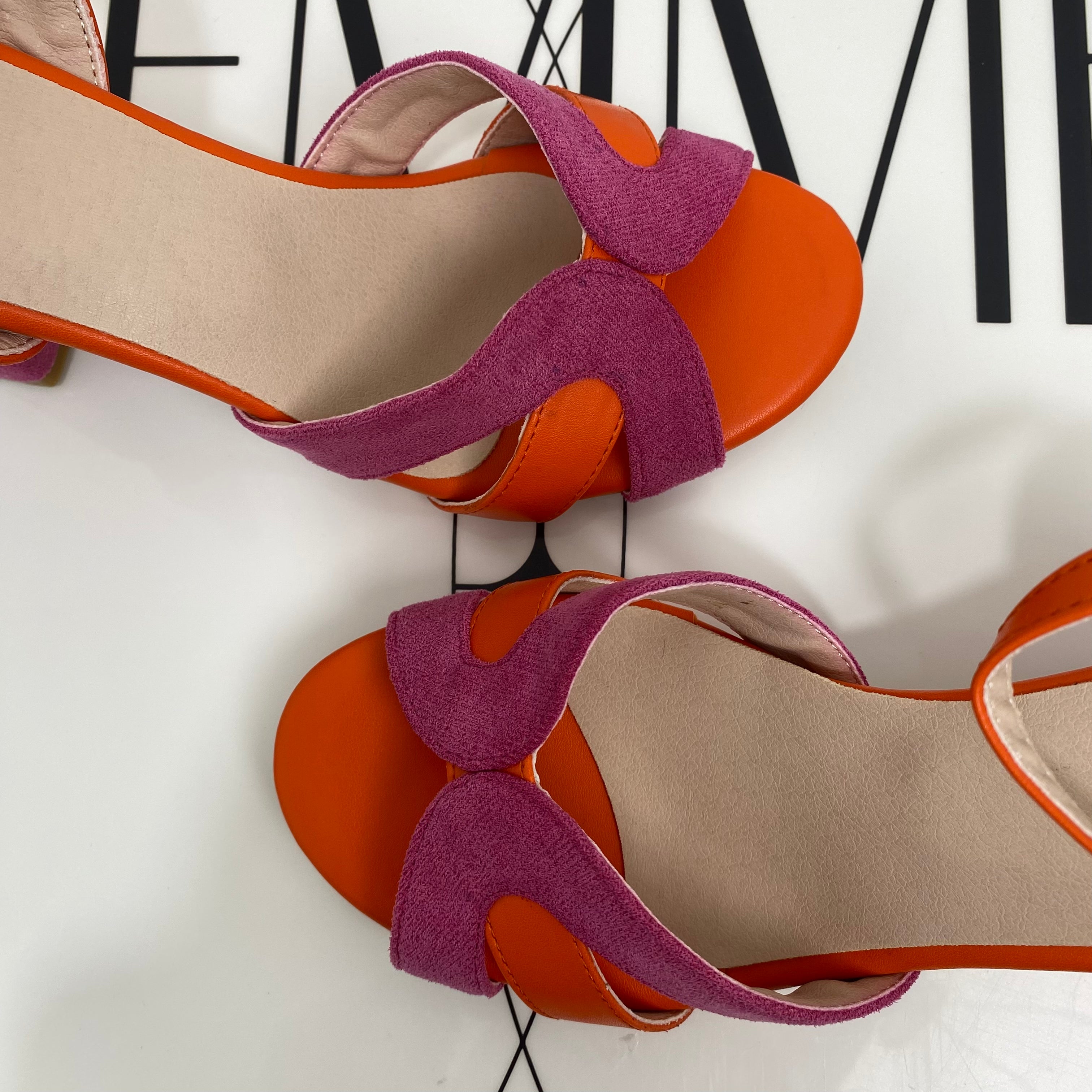 Buckle-Strap Color-Block Sandals