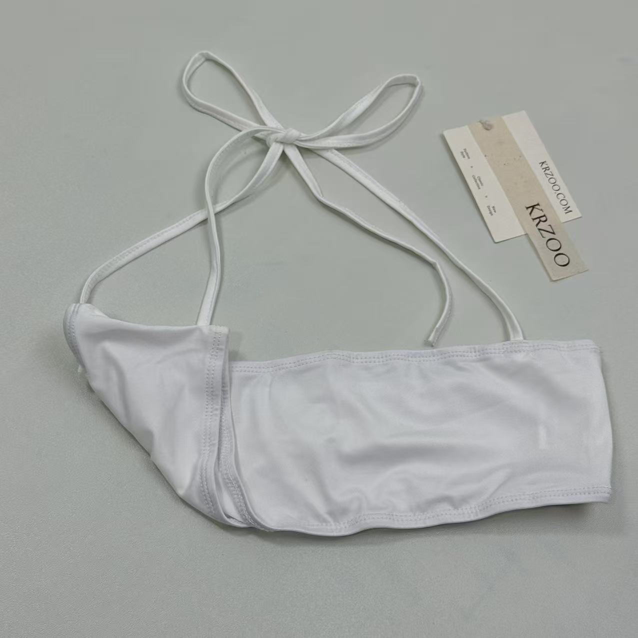 Cotton one-piece neckless plunging top