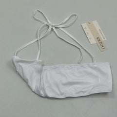 Cotton one-piece neckless plunging top
