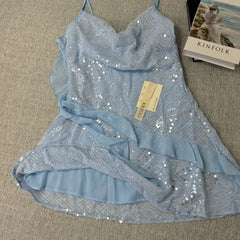 Layered decorative bead piece short dress