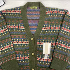 Loose color-matched collar knit cardigan sweater