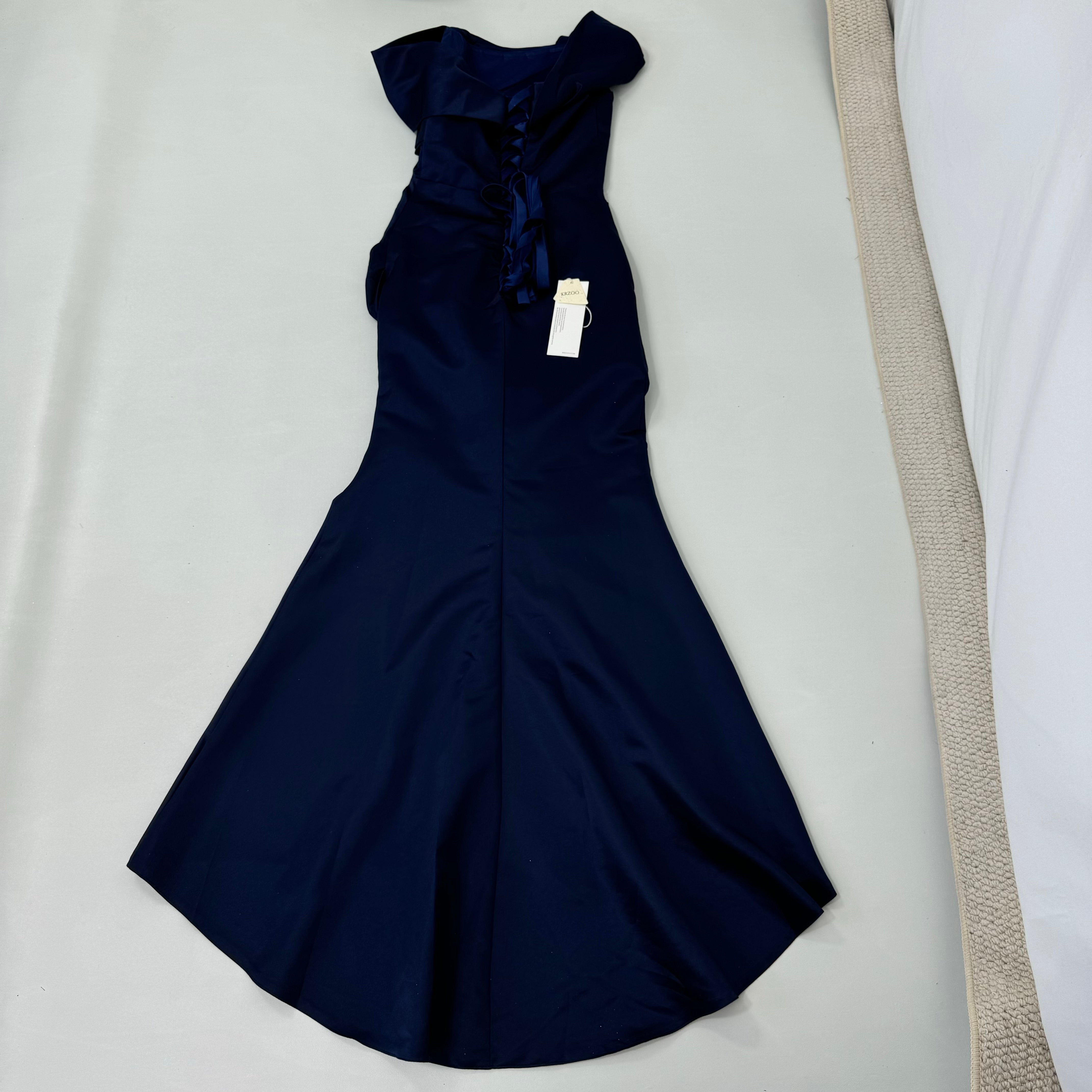 Blue evening dress with a mermaid tail skirt