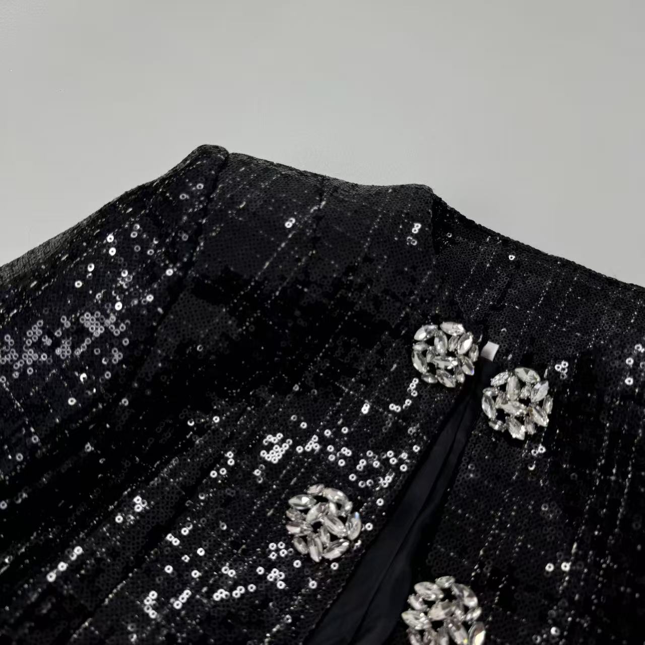 Heavyweight sequined and diamond-studded coat