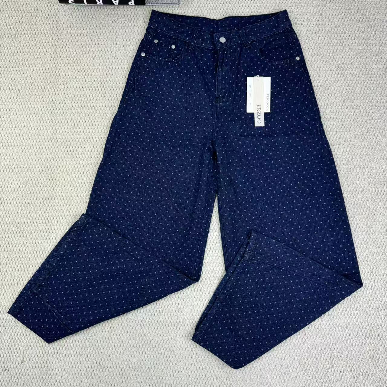 Blue dotted elongated paratrooper pants