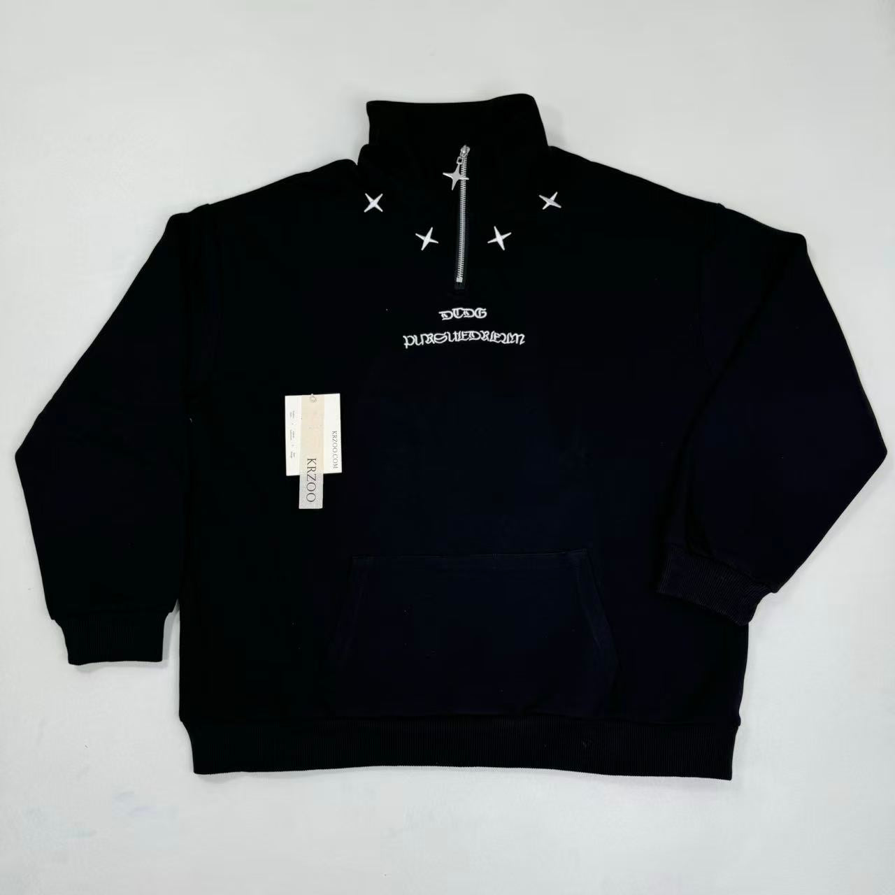 Loose embroidered hooded sweatshirt
