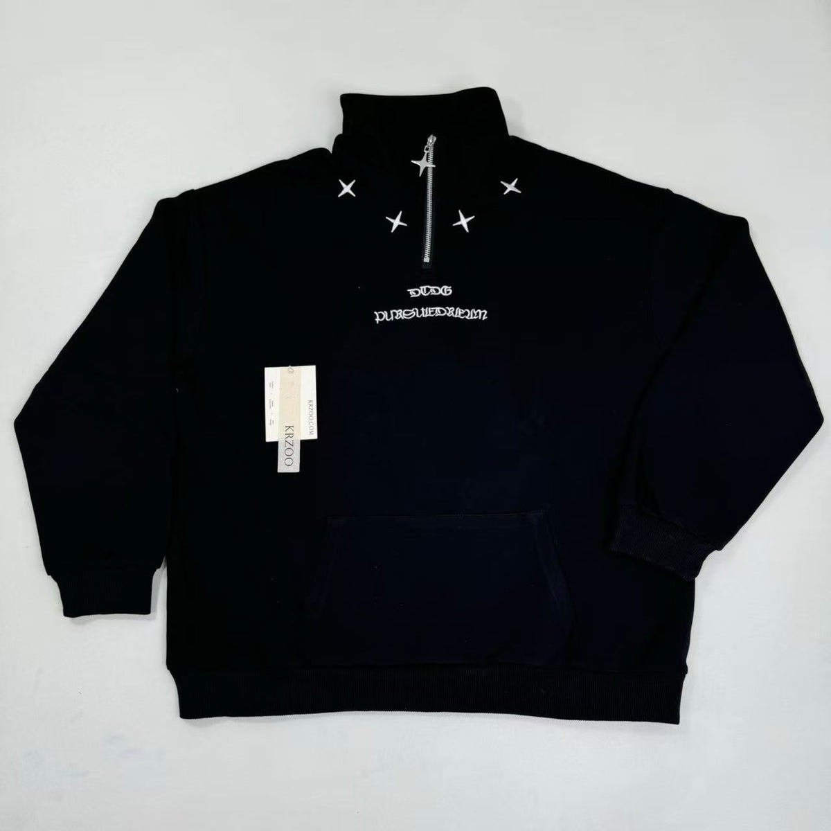 Loose embroidered hooded sweatshirt