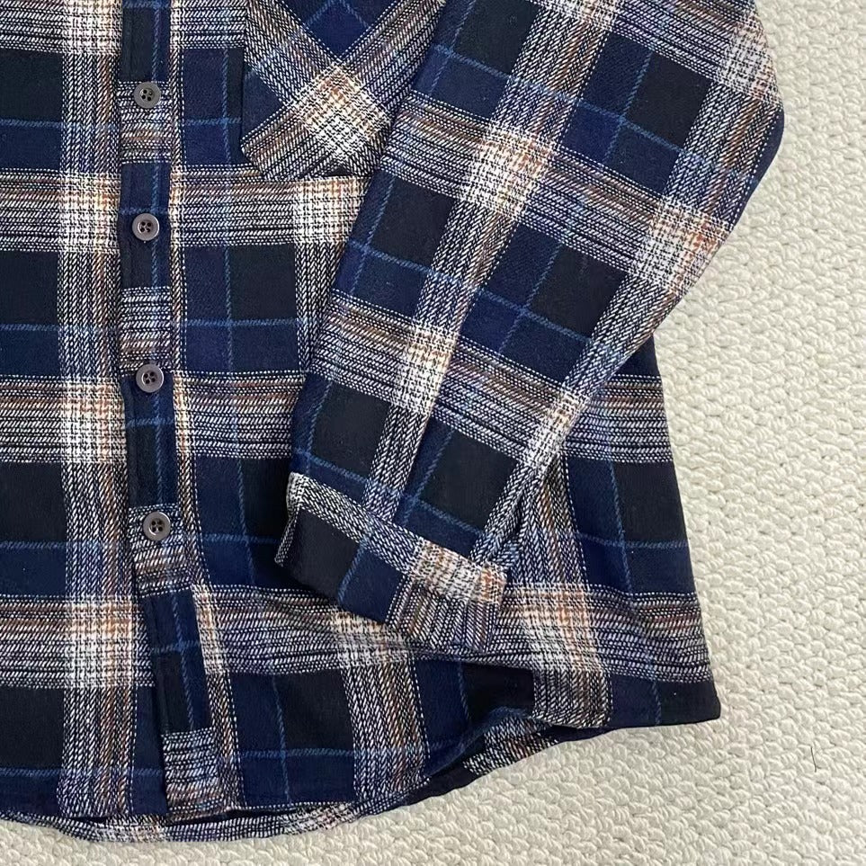 Japanese Retro Woolen Plaid Shirt