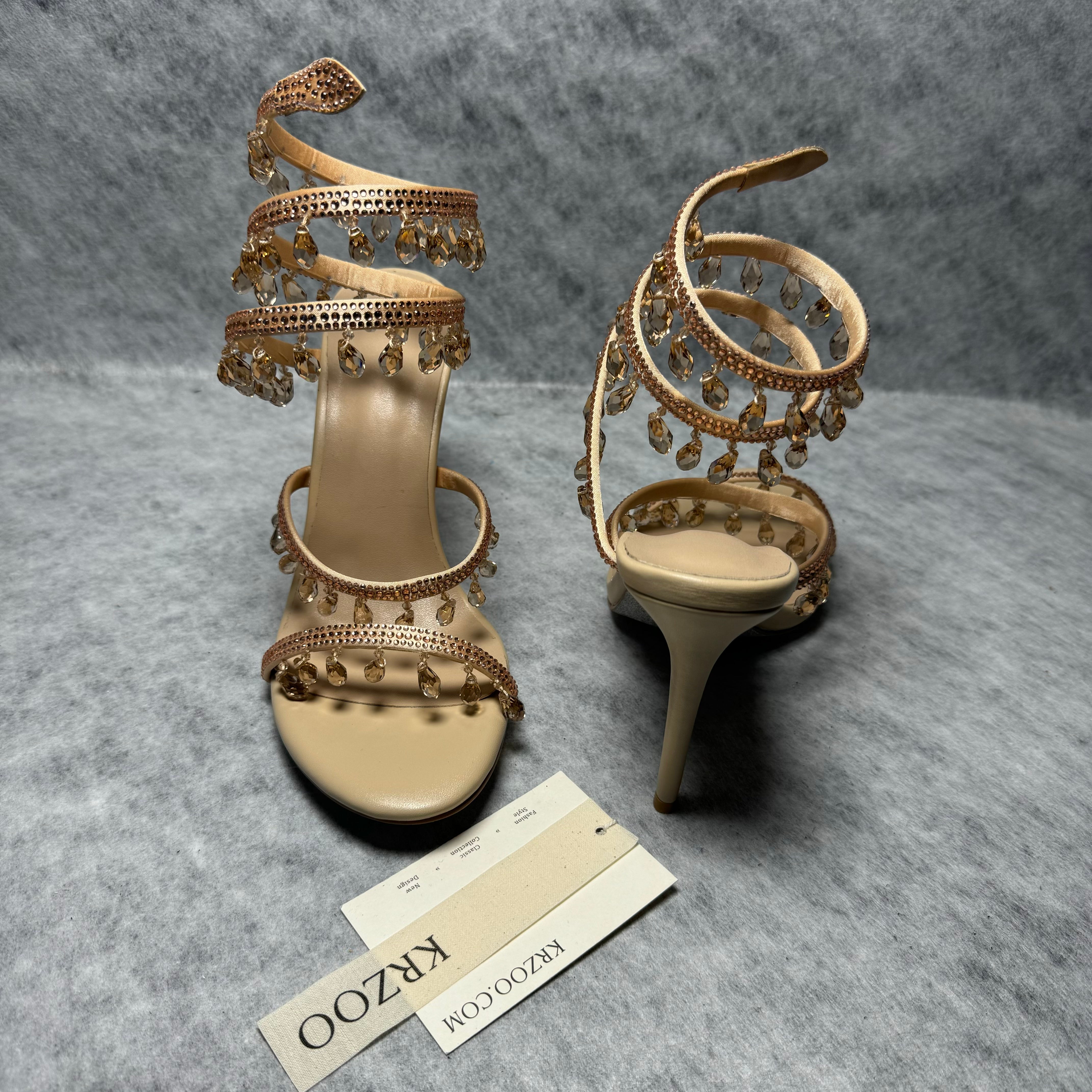 Waterdrop snake-shaped strappy stiletto heels