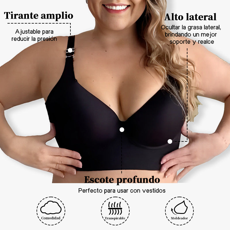 Smoothing Back Push-Up Enhancing Bra-Beige