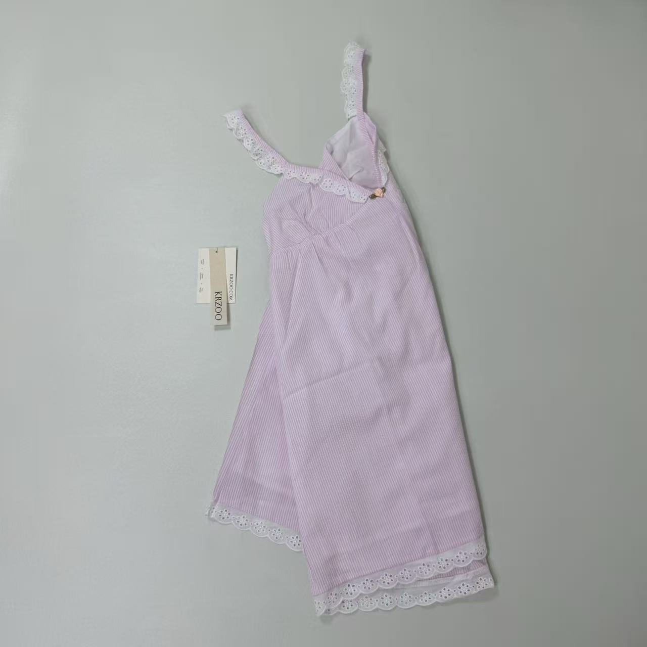 Lace trimmed halter top dress