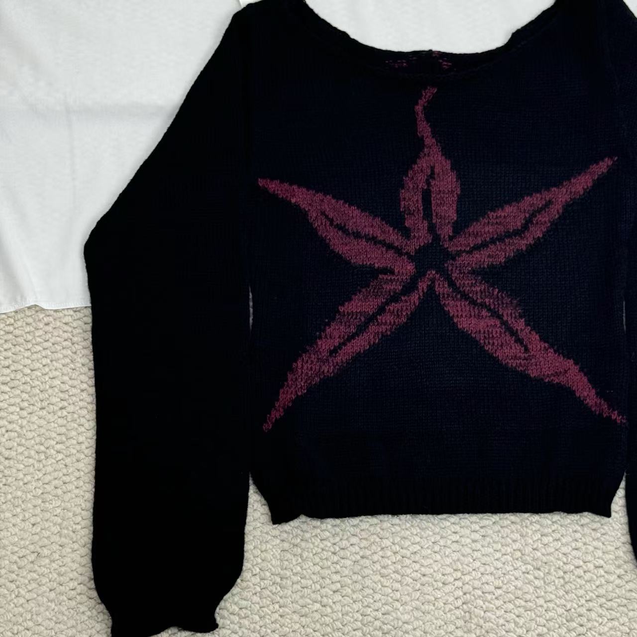 Jacquard Knit Crewneck Sweater