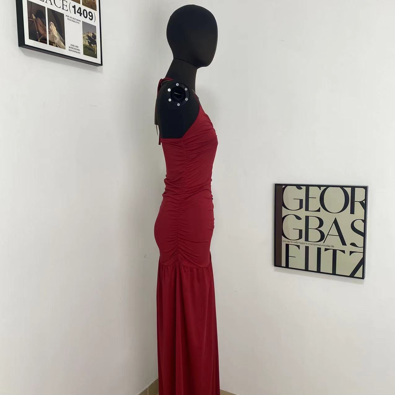 Halter-Neck Dress With Side Slit