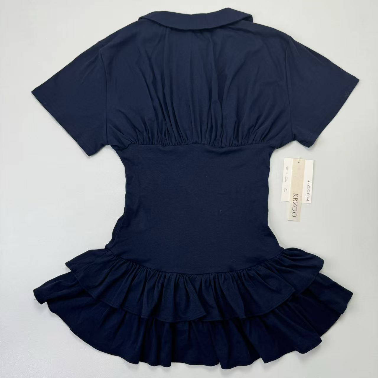 Ruffled hemmed shoulder-sleeved dress