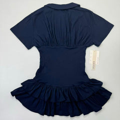 Ruffled hemmed shoulder-sleeved dress