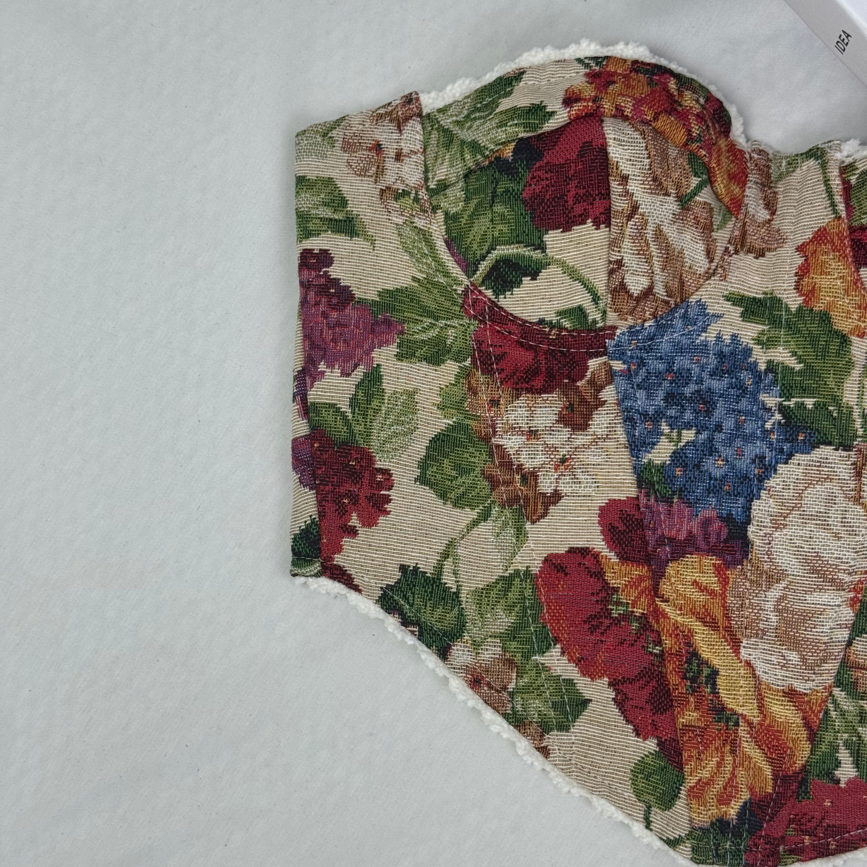 Fishbone corset retro floral short top