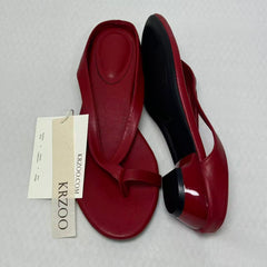 Fine ribbon pointed round-toed flip-flops