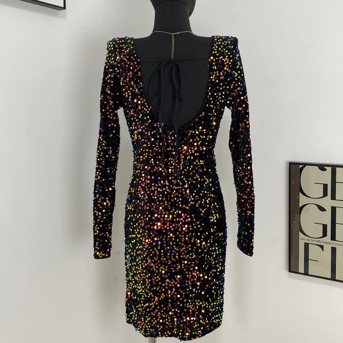 Backless Sequined Elegant Dress