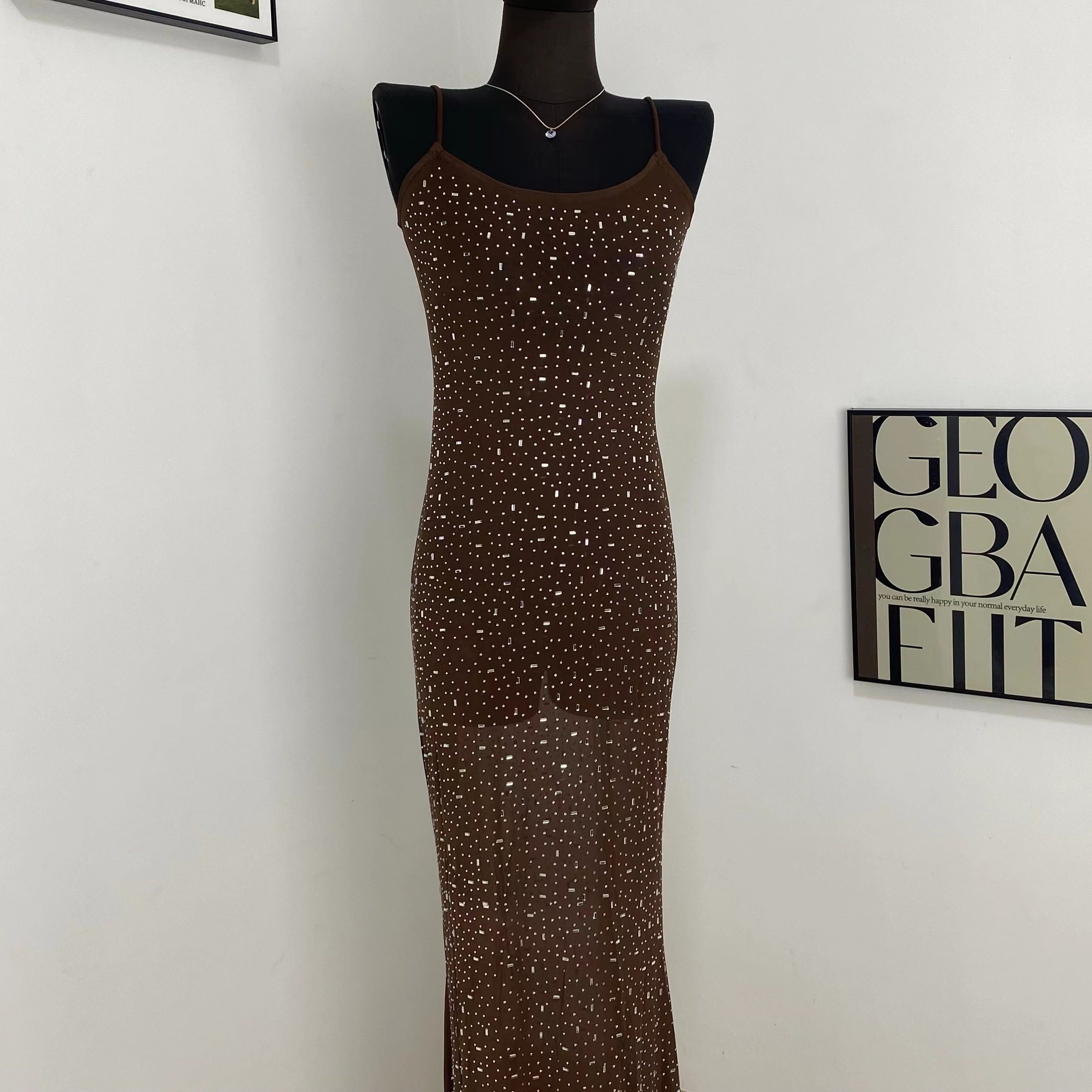 Diamond Strap Mermaid Maxi Dress